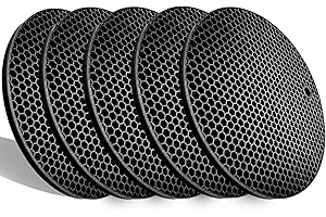 LogHog 5 Pcs Extra Thick Silicone Pot Coaster Trivet Mats,Heatproof Pot Holder/Hot Pads,Non Slip Durable Flexible Table Mats Round Honeycomb Multipurpose Kitchen Heat Resistant Mat (Black)