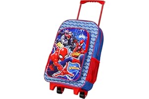TDL Spiderman Deluxe Trolley Backpack Childrens Travel Bag Kids Character Luggage Carrier Suitcase with Side Mesh Pockets Marvel Spider-Man
