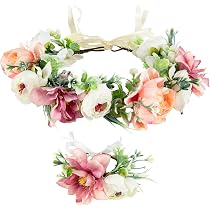 Blumen Stirnband Für Hochzeit – Weiße Blumenkrone Mit Verstellbaren Bändern Für Braut & Brautjungfer