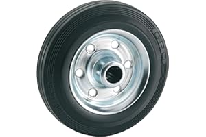 Dörner + Helmer Roue en caoutchouc plein, 180 mm x 45 mm x 20 mm, capacité de charge 170 kg, moyeu 58 mm, jante en tôle d'acier, pour diable