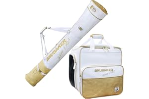 Brubaker 'San Maurizio' Borsa Porta Scarponi con Scomparto Casco et Sacca da Sci - Colore Blanco/Oro - 170 cm