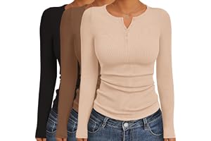 Ekouaer Termisk T-shirt för dam Henley Canalé 1&3-pack | Mjuk och smal, perfekt som en termisk undertröja, första lagret eller en basskjorta för höst och vinter