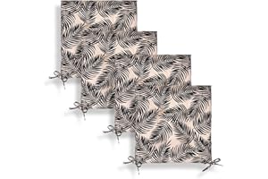 OHS Seat Pads For Dining Chairs Set of 4 Outdoor Seat Cushions, Soft Comfy Garden Chair Cushions with Ties for Kitchen Outdoors, Tropical - 40x40cm