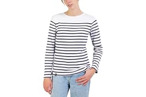 Breizh Ocean - Marinière PIRIAC, Tee-Shirt Manches Longues rayé épais en Coton Bio - Femme - XS au 4XL