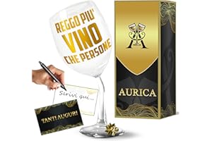 AURÌCA Aurica Calice Vino Personalizzato REGGO PIÙ VINO CHE PERSONE Il Regalo Ironico Per Chi Sopporta Tutto… Tranne Gli Altri! Bicchiere Piegato Originale, Spiritoso E Memorabile Con Scatola Regalo Inclusa
