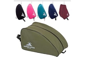 OUTDOOR WORLD BE ACTIVE Outdoor World Premium Boot Bag – Water-Resistant 600D Polyester Shoe & Boot Storage for Hiking, Walking, Football, Rugby, Golf & Gym – Fits Up to UK Size 13 – Wide Zip Opening & Carry Handle (Olive)