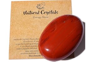 AWARDSEN 2.4" Jaspe Rouge Pierre Preciusee Grand Cristal de Pierre de Palme Polie Reiki Cristaux Pierre Naturelle Gemme Inquiétude équilibre énergétique Soulagement du Stress Cadeau pour Femme