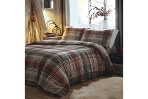 Dreams & Drapes Connolly-100% Brushed Duvet Cover Set, Cotton, Red,1 pack, Double