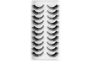 HICOCU 3D Falsche Wimpern,Natürliche Wimpern, Pure Handgemacht Natürlicher Look Flauschige Künstliche Wimpern,Multipack Strip Lashes 10 Paare (HSJ19)