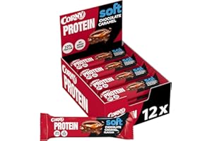 Corny Soft, Barretta Proteica al Cioccolato e Caramello, Ricca di Proteine, Senza Zuccheri Aggiunti, 12 Barrette x 45g