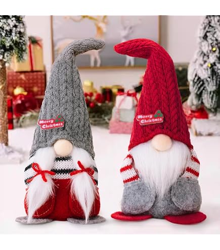 ZQEJEFD Set da 8 Pezzi di Gnomi Natalizi in Legno in Confezione Regalo, Pendenti Degli Gnomi dell'albero di Natale, Ciondolo Bambola di Natale per