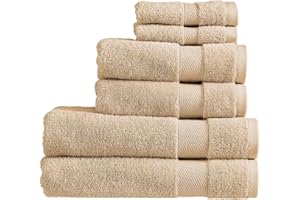 Christy Refresh Bathroom Towel Set | Set of 6 | 2 Bath 2 Hand 2 Face | Quick Dry | Gentle Pastel Tones | Soft Absorbent Shower Towels | 100% Cotton 550GSM | Driftwood Brown
