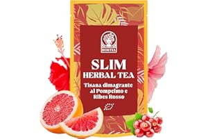 HORTIA SLIM TEA | Tisana Drenante e Dimagrante | Infuso Diuretico, Sgonfiante e Bruciagrassi per Dimagrire velocemente | Panciapiatta e Anticellulite, a base di erbe naturali | Gusto Pompelmo e Ribes