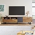 BTM Modern Colour Blocking TV Cabinet, TV Stand with Grain Finish 180 x 33 x 50 cm (Brown)