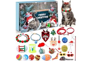 iZoeL Calendario Avvento Gatti Calendario Avvento 2025 Giochi Gatto, Regali di Natale per Gatto, Giocattoli Interazione per Gatti Indoor Outdoor - Collari Campanelli Palline Topolini Guinzagli