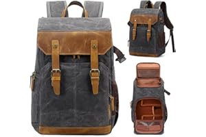 BAICLES Mochilas para Equipo Fotográfico, Vintage Mochila para Cámara, Mochila para Fotografia Reflex Impermeable, Paquete de Computadora Portátil, Soporte de Trípode y Paquete de Cámara SLR