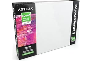 Arteza 30x40 cm, Large Canvas for Painting, Pack of 14, Primed Blank, 100% Cotton. for Acrylic Painting, Pouring, Oil Paint & Wet Art Media, Art Supplies for Professional Artist & Beginners, White