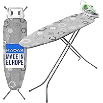 KADAX Asse da stiro pieghevole, 120 x 38 cm, con rete metallica, asse da stiro con piedini antiscivolo, asse da stiro regolabile in altezza, con ripiano da stiro (grigio