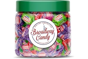 Broadway Candy Sweets Jar 450g - Dubble Bubble 3 Flavour Twist Bubble Gum Jar - Flavourful Bubble Gum Chewing Gum Bulk - Easy to Blow Bubbles - Approximately 60 Pieces