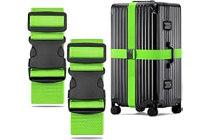 ‎WISYOK WISYOK Koffergurt 2 Stück, Kofferband Gurt Auffällig, Erweiterte Koffergurte Maximal 250cm, Sicher Kofferbänder, Robuster Koffer Gurtband, Luggage Strap für Reisen und Flugreise (Grün)