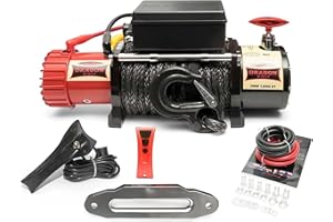‎DRAGON WINCH Dragon Winch - Elektrische Seilwinde Maverick I 12V I 13000 lbs 5897kg, mit Synthetikseil 21m für Abschleppwagen, Kommunalfahrzeuge und Feuerwehrfahrzeuge mit kabelloser Fernbedienung + Winde Zubehör