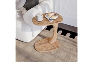 sugodesign Beistelltisch Couch mit Rollen, Kleiner Beistelltisch C-Form, Sofatisch in stylischer Holz-Optik, Kleiner Couchtisch fürs Wohnzimmer, ideale Ablagefläche für Laptops, Tassen - Norma
