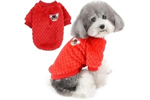 ZUNEA Cappottino Maglione Invernale per Cani di Piccola Taglia Gatto Felpe in Pile Caldo e Morbido Pullover Felpa Cucciolo Cappotto Chihuahua Vestiti Animali Abbigliamento Rosso L