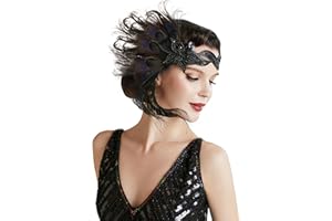 Babeyond damska opaska na czoło z piórami pawia, stylizowana na lata 20., inspirowana historią Wielkiego Gatsby, z dodatkami w stylu 5