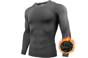 AMZSPORT Męska koszulka kompresyjna z długim rękawem termiczna koszulka sportowa warstwa bazowa na siłownię bieganie jazda na rowerze trening