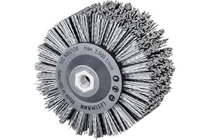 Lessmann Rundbürste gestanzt, grau ø 140 mm (18x 7 Reihen, Aufnahme: M14, Fadenstärke 1,2 mm Schleifborsten mit Siliziumcarbidkorn, zur Holzbearbeitung geeignet für großflächige Oberflächen) 402880