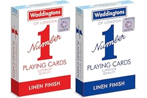 Waddingtons Number 1 Playing Card Game, play fish, slap jack, crazy eights and rummy, Great Travel Companion, Gifts and Toys for Boys, Girls and Adults-Single or 1 Deck of Cards in Red or Blue Colour