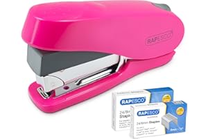 ‎RAPESCO Rapesco 1468 Luna Less Effort Heftgerät mit 2000 Heftklammern, 50 Blatt Kapazität, Fuchsia