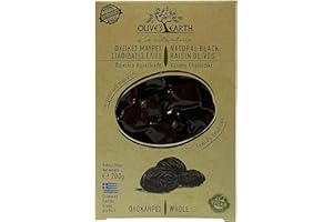 Olive's Earth Griechische Schwarze Oliven "Rosinen" der Sorte Chalkidiki, 4 x 200 g (Total: 800g)