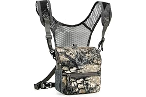 MOXULE Fernglas-Geschirr-Brustpack: Bino-Tasche mit magnetischem Deckel und Regenschutz für die Jagd (grün)