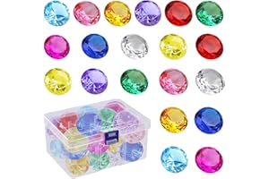 RAINPOP 20 Stück 40mm Kinder Diamant Acryl Edelstein Spielzeug, Farbedelstein Set für Kinder Piraten-Schatzsuche, Diamanten Schatz Groß, Bunt Diamantkristalle, Tauchspielzeug, Piraten Edelsteine für Kinder