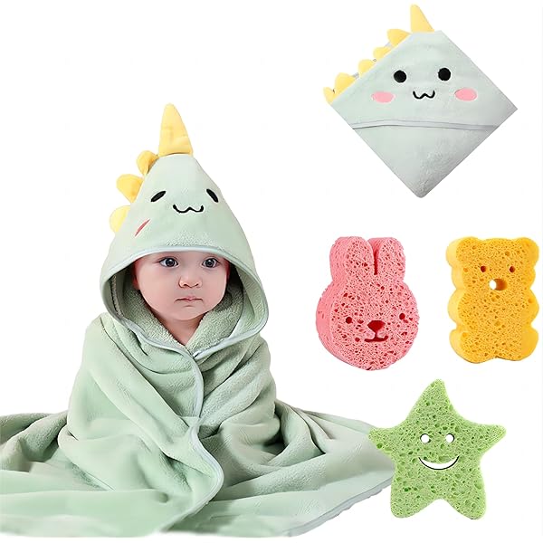 Accappatoio Neonato Aolso 80x80 Cm | Morbido E Super Assorbente Con Cappuccio Per 0-3 Anni