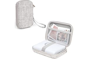 MUZIRI KINOKOO Twardy futerał EVA kompatybilny z Fuji Instax Mini Link/Link 2/Link SQ drukarka do smartfona z paskiem na nadgarstek - biały szary