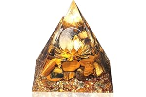 GUJOXILA 2.4" Tiger Eye Healing Crystals Orgonite Orgone Energy Tower Gifts for Beginners Lotus Flower Reiki Meditation Balancing Spiritual Protection Nature Gemstones