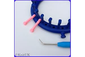 KnitUK Round Blue Knitting Loom 22 pegs + 22 Pink Extra-pegs.