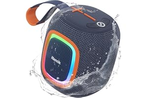 RIENOK Bluetooth Lautsprecher Klein mit Licht FM Radio Bluetooth 5.3 Musikbox Kabellos Bass Box mit 15 Stunden Spielzeit Stereo Tragbar Wasserdicht TF Karte USB Stick Marine