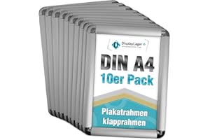 DisplayLager - Cornice a Scatto (Rondo) da 25 mm, Profilo in Alluminio Argento Disco di Protezione antiriflesso e Materiale di Fissaggio (A4)