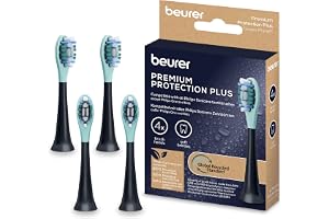 Beurer SC Protection Plus borsthuvuden för elektrisk tandborste, mjuk | 4 ersättningsborstar kompatibla med SC 11, SC 30, SC 50 & Philips Sonicare soniska tandborstar, för känsliga tänder