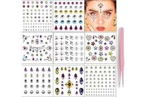 SELISTAMM Brillantini Make Up, 8 Fogli Brillantini Viso con Pinzette, DIY Strass Adesivi per Viso Brillantini Make Up Occhi Corpo Unghie Euphoria, Brillantini viso per Festival e Decorazioni per Nail Art
