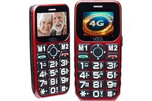 VOCA Big Button 4G Phone for Seniors Elderly | Unlocked 4G LTE | Amplified Volume | SOS | Speed Dial | Big Display Number | Long Lasting | V141 (Red)