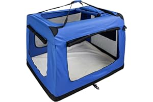 Faltbare Hundebox Transporttasche Transportbox Auto für Katze Hunde Große Kleine Box Bag Bed Decke Klein Auto Transport 7 Größen Taschen Fünf Farben Petigi (Blau, XXXL (101 x 68 x 70 cm))