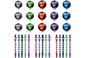 GAAINES 30Pcs Dart flights and Stems Sets, Color Dart Stems and Flights, Universal Metal Dart Stems, Durable Darts Flights and Stems Pack, Increase Speed and Reduce Drag for Indoor Dart Games (5 Colors)
