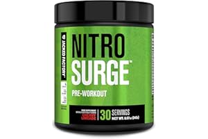 JACKED FACTORY Nitrosurge Pre Workout Powder - 6g L-Citrulline, 3.2g Beta Alanine, 2.5g Betaine Anhydrous, 360mg Caffeine Anhydrous - 30 Servings, Cherry Limeade