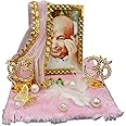 Gac Pure Blessings Jai Guru Ji Beautiful Mini Pink Darbar With Metal Om & Ekomkar With Gold Plated Butterfly Swaroop- Ideal For Gifting- Adventure Car Dashboard Figurine- Size 4.5Inch