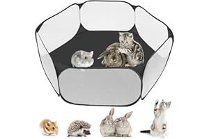 MAIKEHIGH Parc pour Petits Animaux, Pliable Tente pour Animaux de Compagnie d'exercice Portable Cages Tente pour Cochon d'Inde, Lapins, Hamster, Chinchillas, Hérissons (Noir)