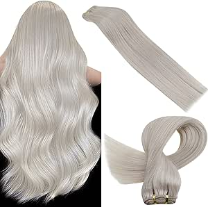 Laavoo 16 Pollici 40cm Extensions Capelli Veri Matassa Tessitura 60 Platinum Blonde 100 Grammi 100 Veri Human Hair Weft Remy Tessitura Umani Lisci Amazon It Bellezza